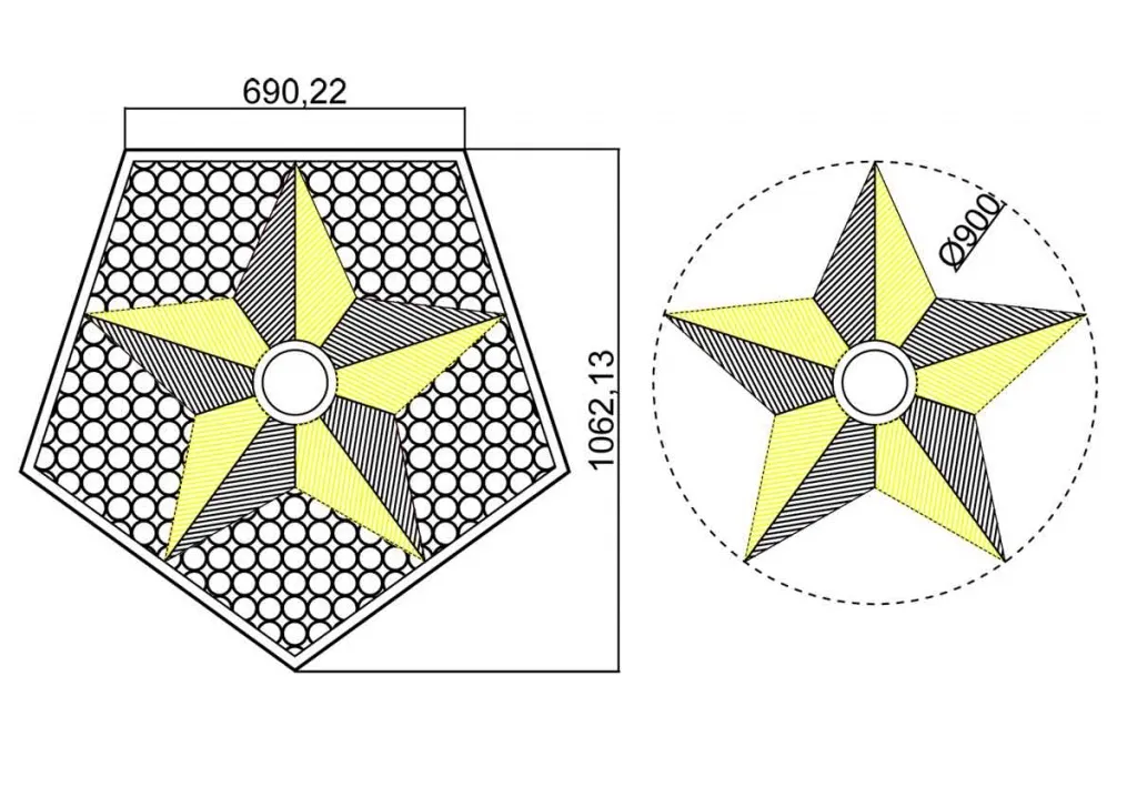 Вечный огонь - схема звезды вечного огня на декоративной решетке в Перми 
